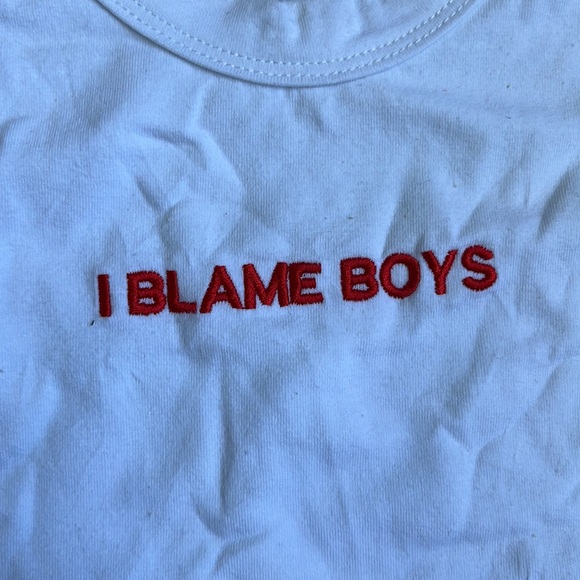 I Blame Boys Embroidered Crop Tank Top 🍁 - Picture 2 of 6